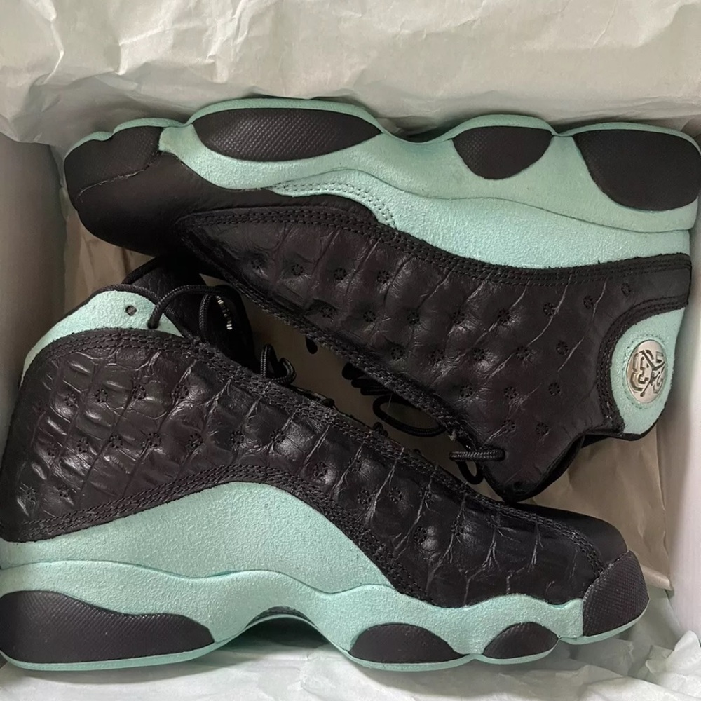 Air Jordan 13 Retro Black Green Sneaker Shoes Youth Size 3.5Y